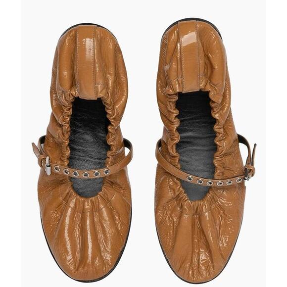 Pierre Hardy Margot Patent Leather Ballet Flats in Tan 37 - Picture 3 of 3